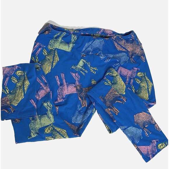 Lularoe sz TC Blue Pastel print SHEEP Lambs Easter Spring Leggings Farm Pink - Picture 1 of 7
